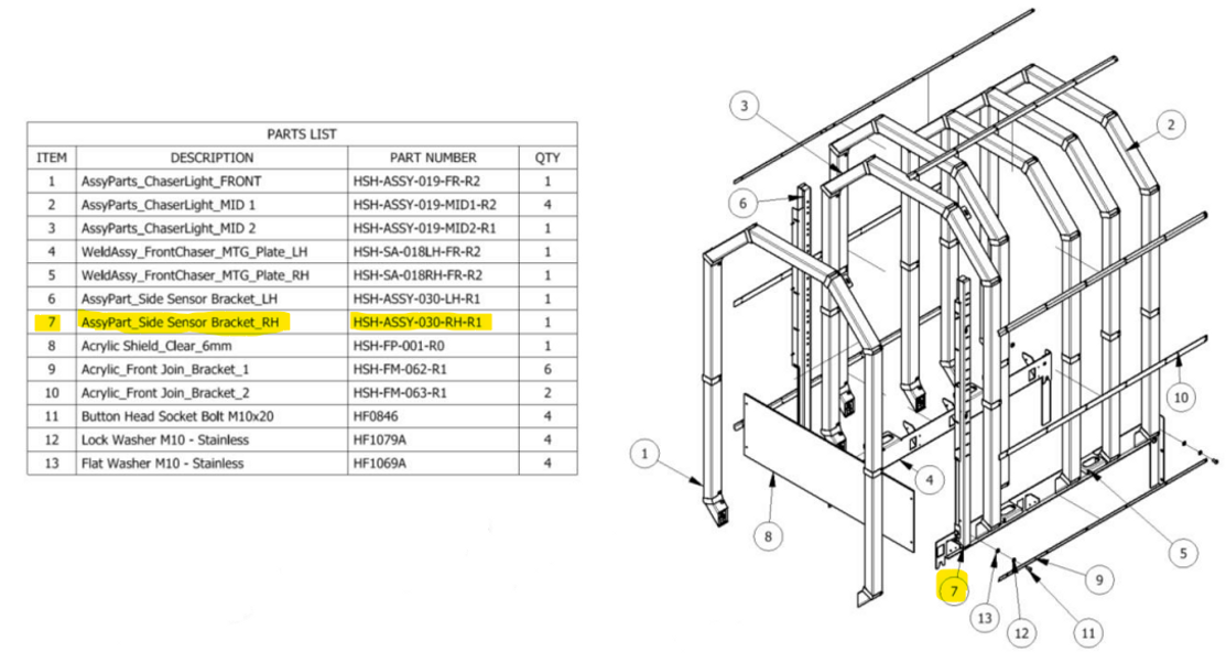 Shutter Timing Rhs1 Hardware Assembly, RH Sensor Bracket, Hypershoot (HSH-ASSY-030-RH-R1)