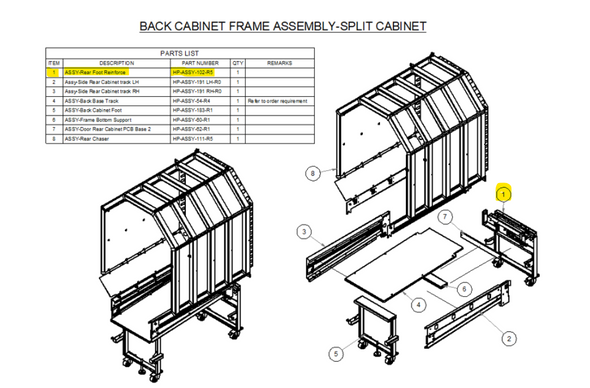 Hardware Assembly, Assy Rear Foot Reinforce (HP-ASSY-102-R0 )