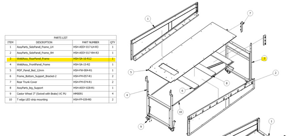Weld Assy Rear Panel Frame for Hypershoot (HSH-SA-16-R12)