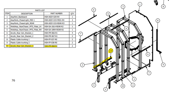 Acrylic Rear Join Bracket 3 for HYPERshoot (HSH-FM-068-R1)