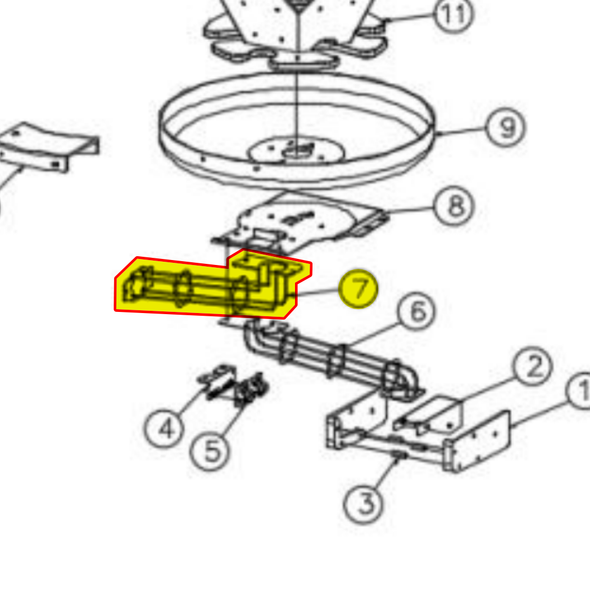 Tornado Ball Mechanism Lower Rear Track - Left for Tornado (07.032.094)