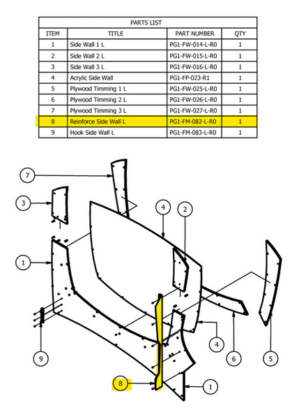 Reinforce Side Wall L for Let's Bounce (PG1-FM-082-L-R0)
