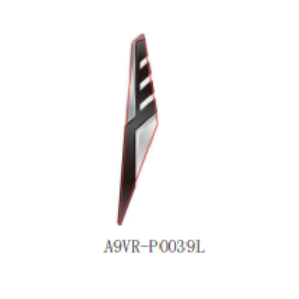 Triangle decal on the right headlight