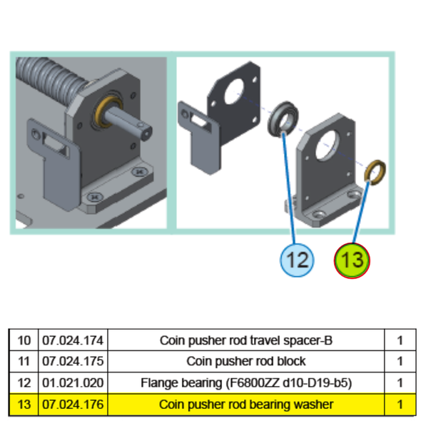 Coin Pusher Rod Bearing Washer