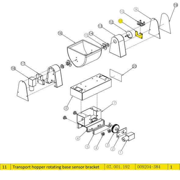Transport Hopper Rotating Base Sensor Bracket