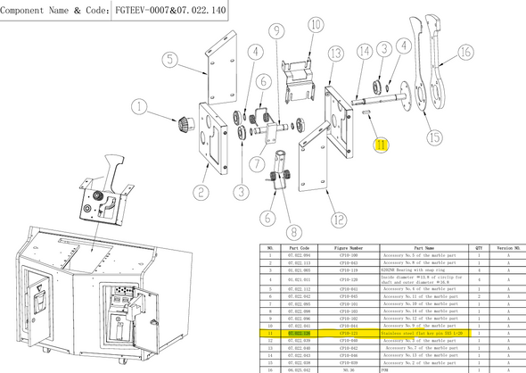 Stainless Steel Flat Key Pin 5X5 L=20 (07.022.126)