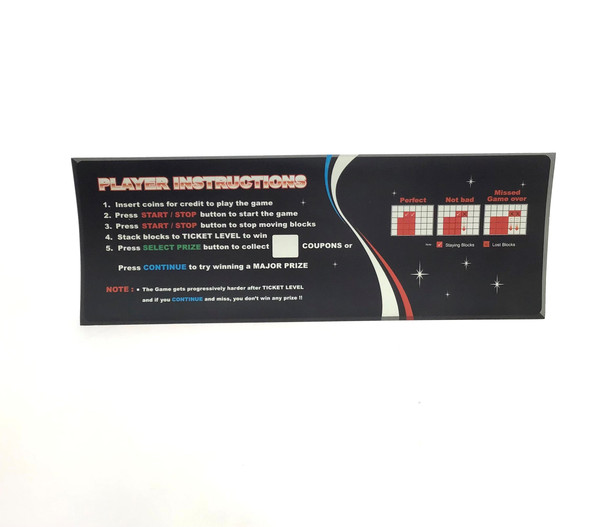 Decal, Player Instruction Mega Stacker Lite (AT4301G)(OBSOLETE)