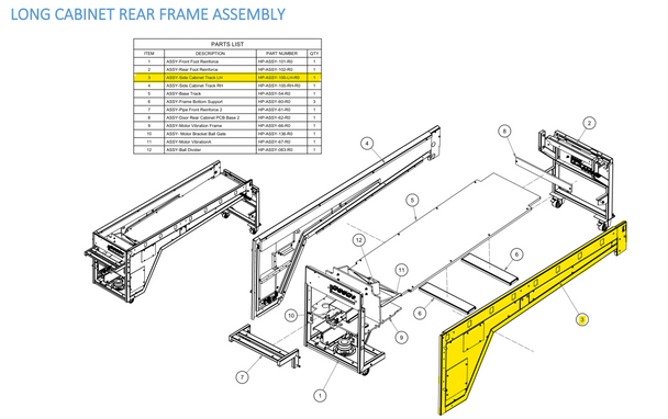 Hardware Assembly, Assy Side Cabinet Track LH (HP-ASSY-100-LH-R0)
