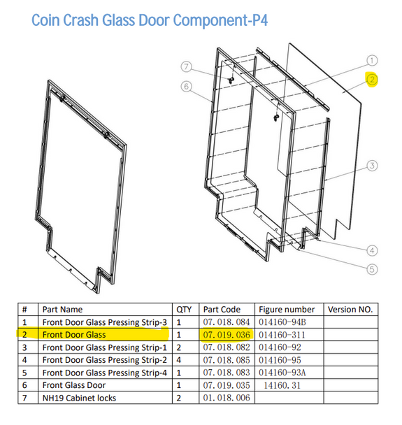 Front Door Glass only for Angry Birds Coin Crash ( 07.019.036)