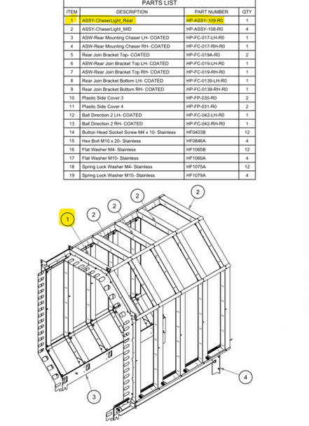 Hardware Misc, Assy - Chaser Light Rear for HyperPitch (HP-ASSY-109-R0)