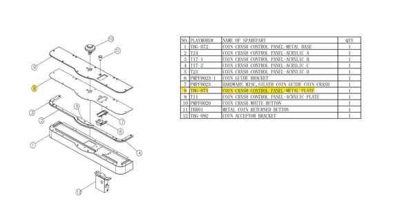 Coin Crash Control Panel-Metal Plate (07.019.041)