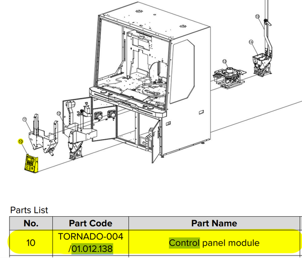 Control panel module for Tornado (TORNADO-004 /01.012.138)