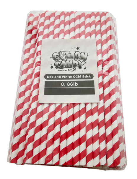 Red and White for Cotton Candy Machine Sticks (Case of 25 packs)