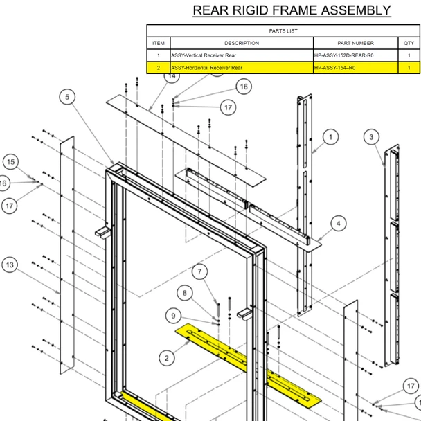 Assy- Horizontal Receiver Rear
