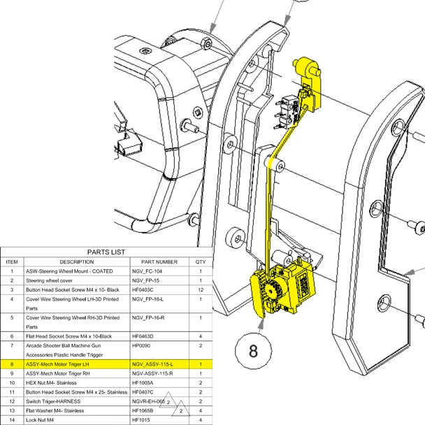 ASSY-Mech Motor Triger LH (2pcs/Set)