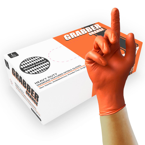Grabber Orange Nitrile gloves