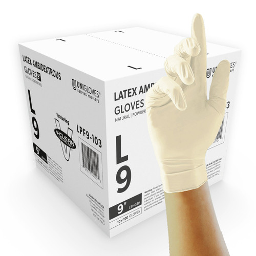 V-Clean 9" Latex gloves PK 100