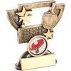 Table Tennis Cup Star Award with antique gold bat and net. FREE engraving is included with this trophy.