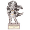 Mini superhero girl silver achievement trophy.