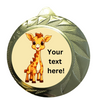 Cute Custom Giraffe Gold Medal Award 70mm Add Your Own Text