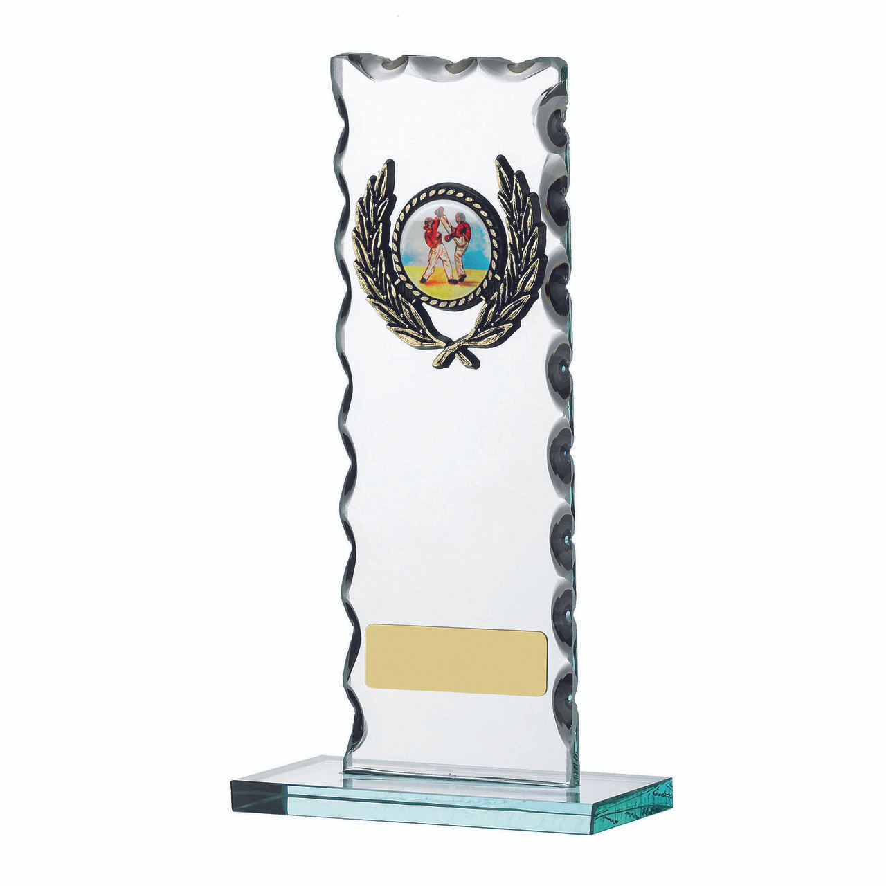 Slim Rectangular jade glass chiseled patterned any sport trophy