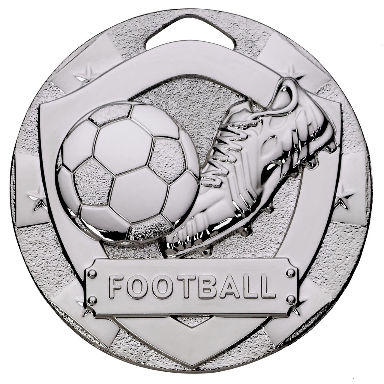 50mm Silver Embossed Diecast Medal Also available in gold and bronze 