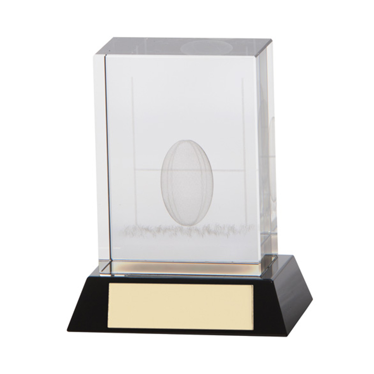 Beautiful crystal glass 3D image rugby trophy