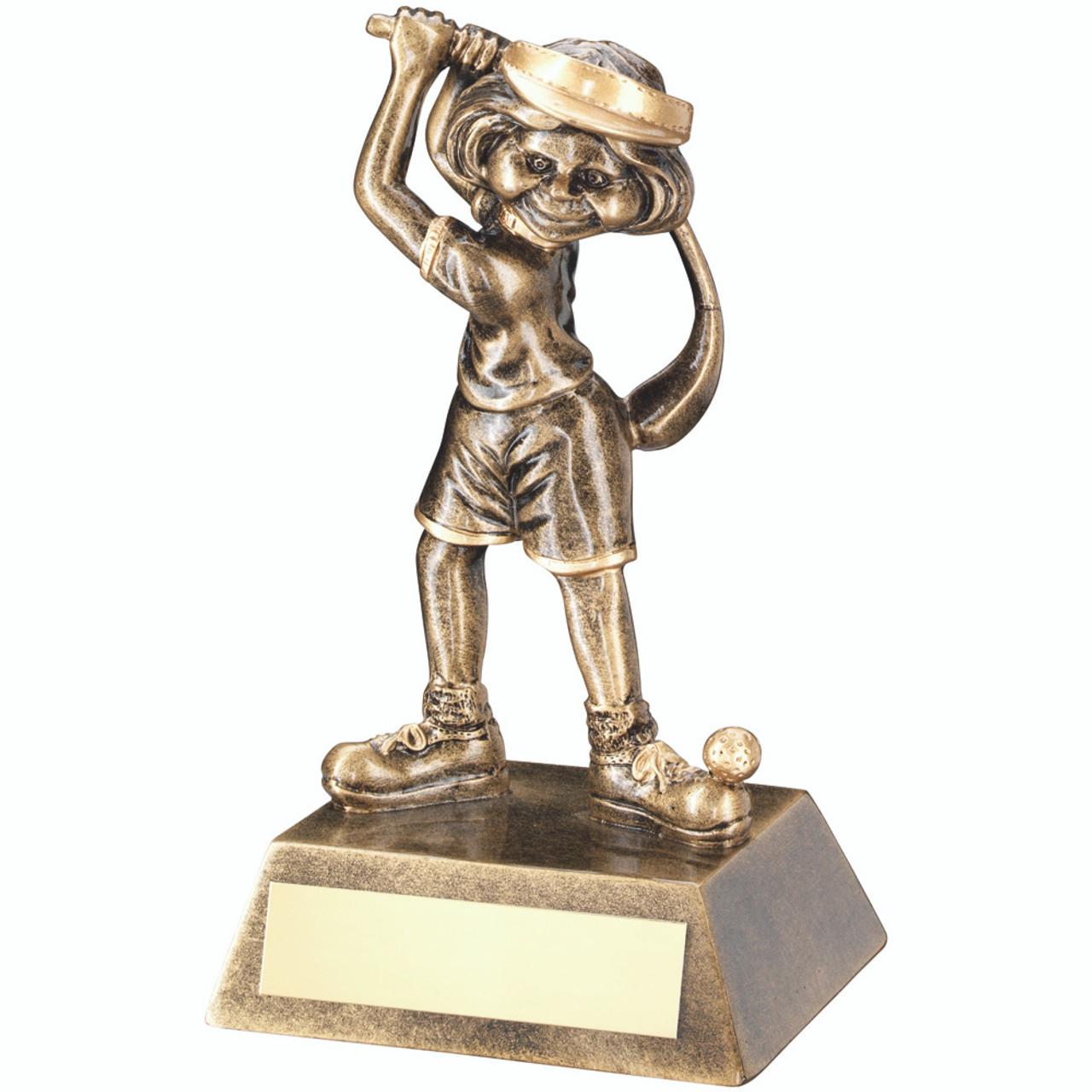 A fun and comic trophy, this novelty female golf award would make a fabulous gift.