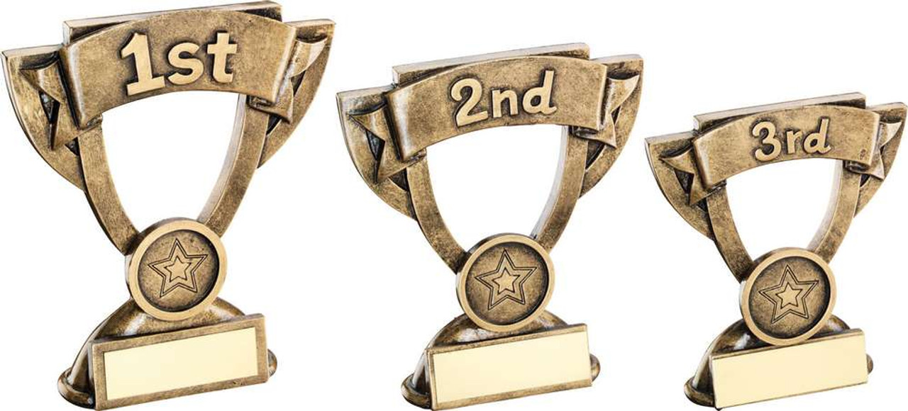 Gold and Green Modern Star Cup Trophies Dance Achievement Awards FREE Engraving 