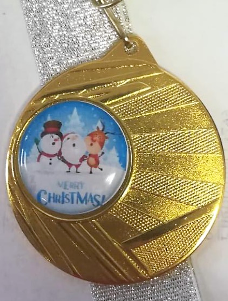 100 x Festive Snowman, Santa, Reindeer Merry Christmas Medals from 1stPlace4Trophies includes FREE RIBBON