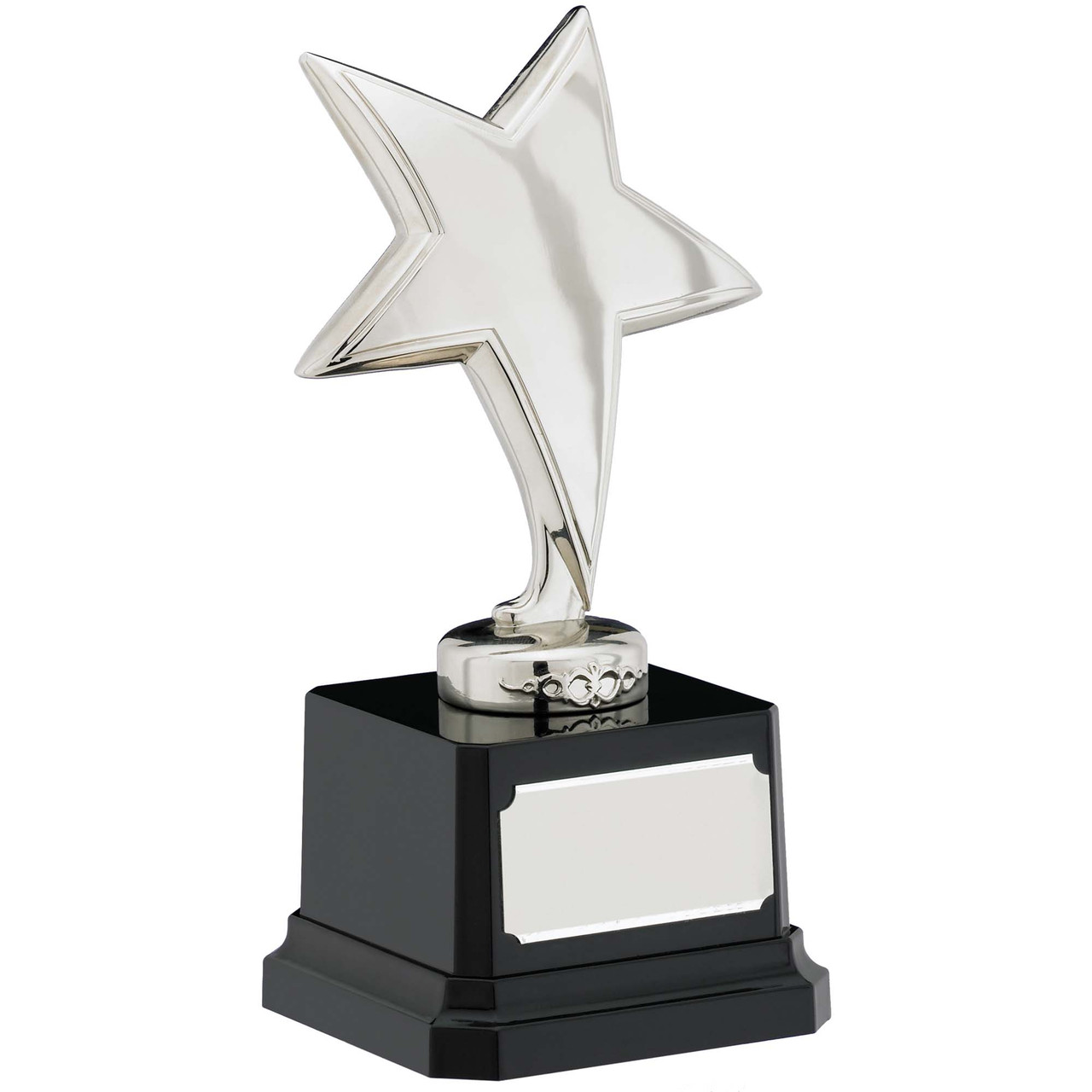 Silver finish achievement star award. Beautiful trophy with free engraving.