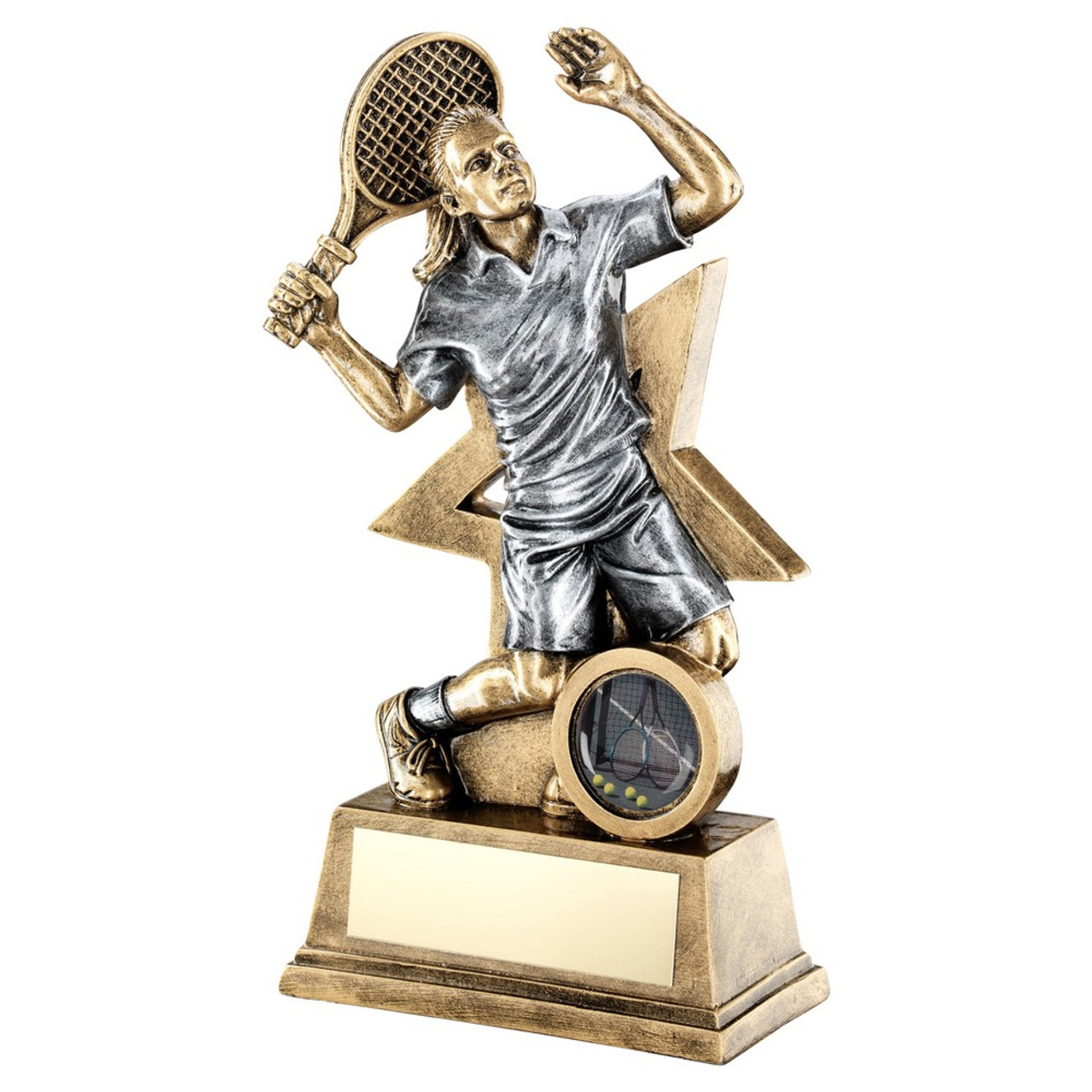 Fabulous female tennis star trophy available with FREE engraving from 1stPlace4Trophies