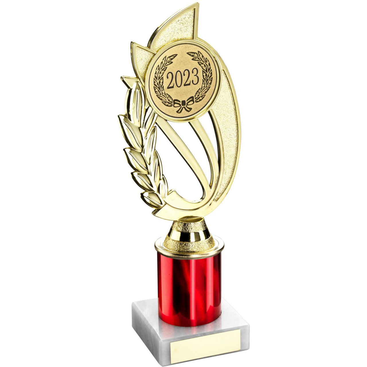 9" Red Column Gold Trophy includes FREE engraving