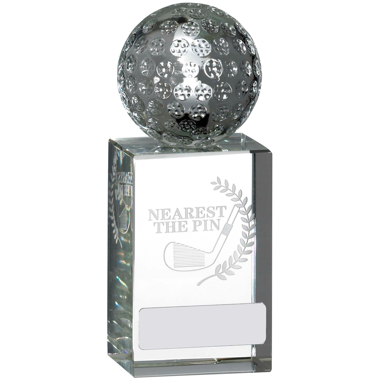 Full 3D Golf Ball on Laser engraved glass Nearest the Pin Award