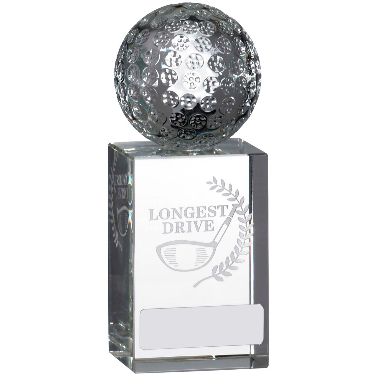 Full 3D Golf Ball on Laser engraved glass Longest Drive Award