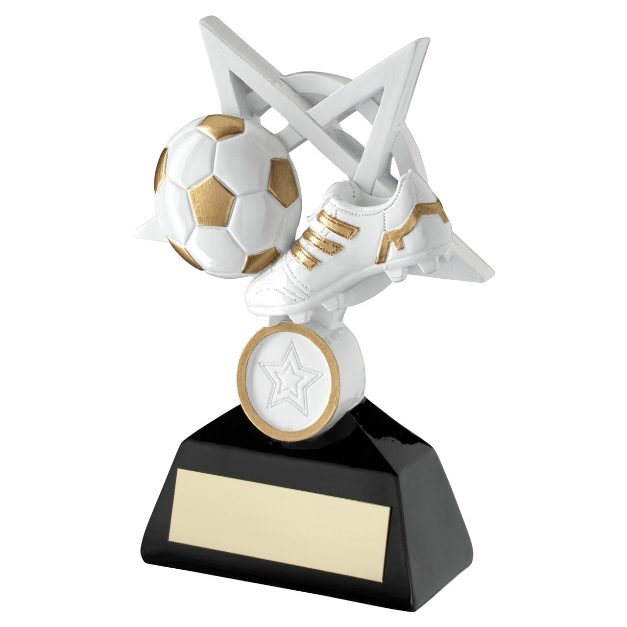 White & Gold Football Resin Star Award