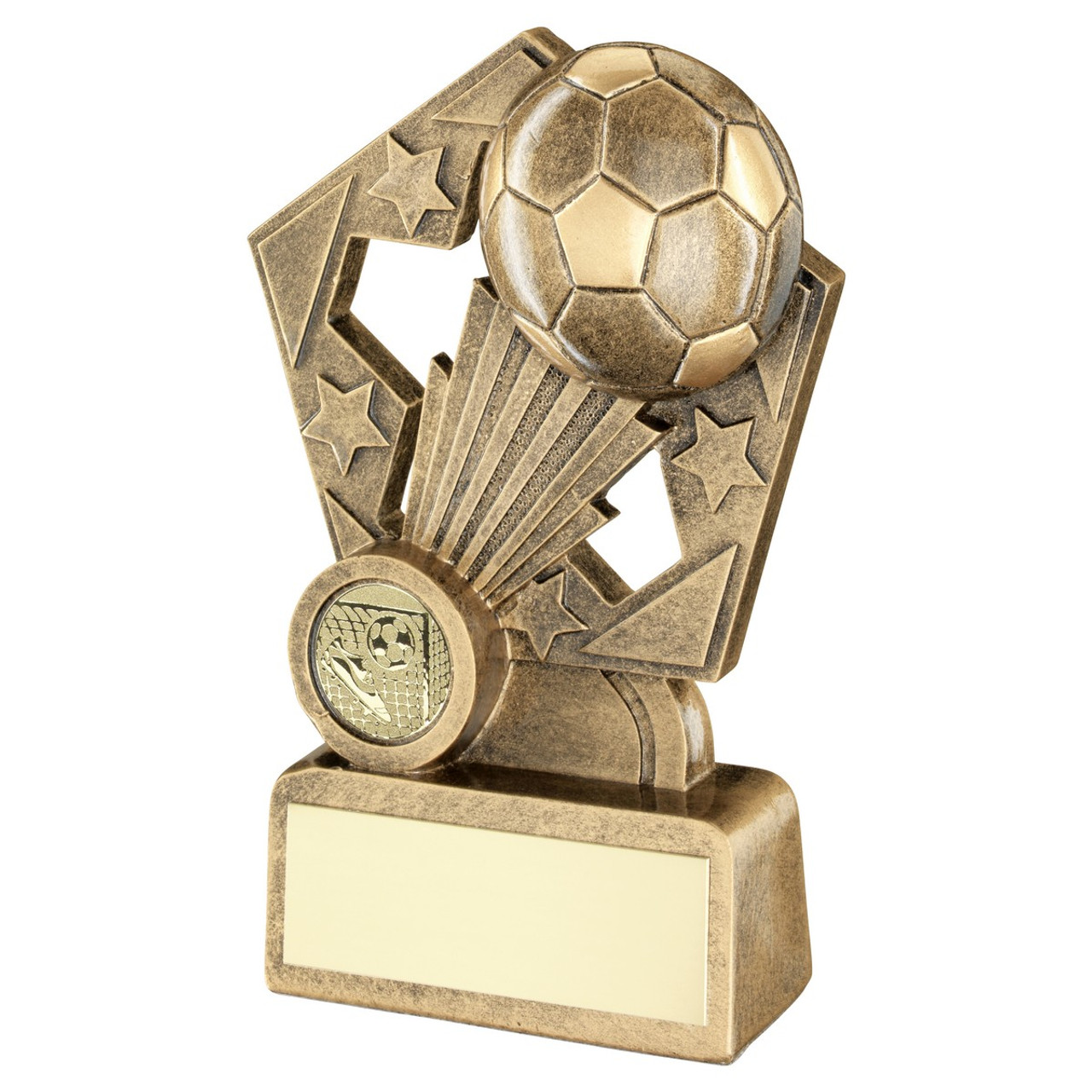 Football gold resin award with gold logo