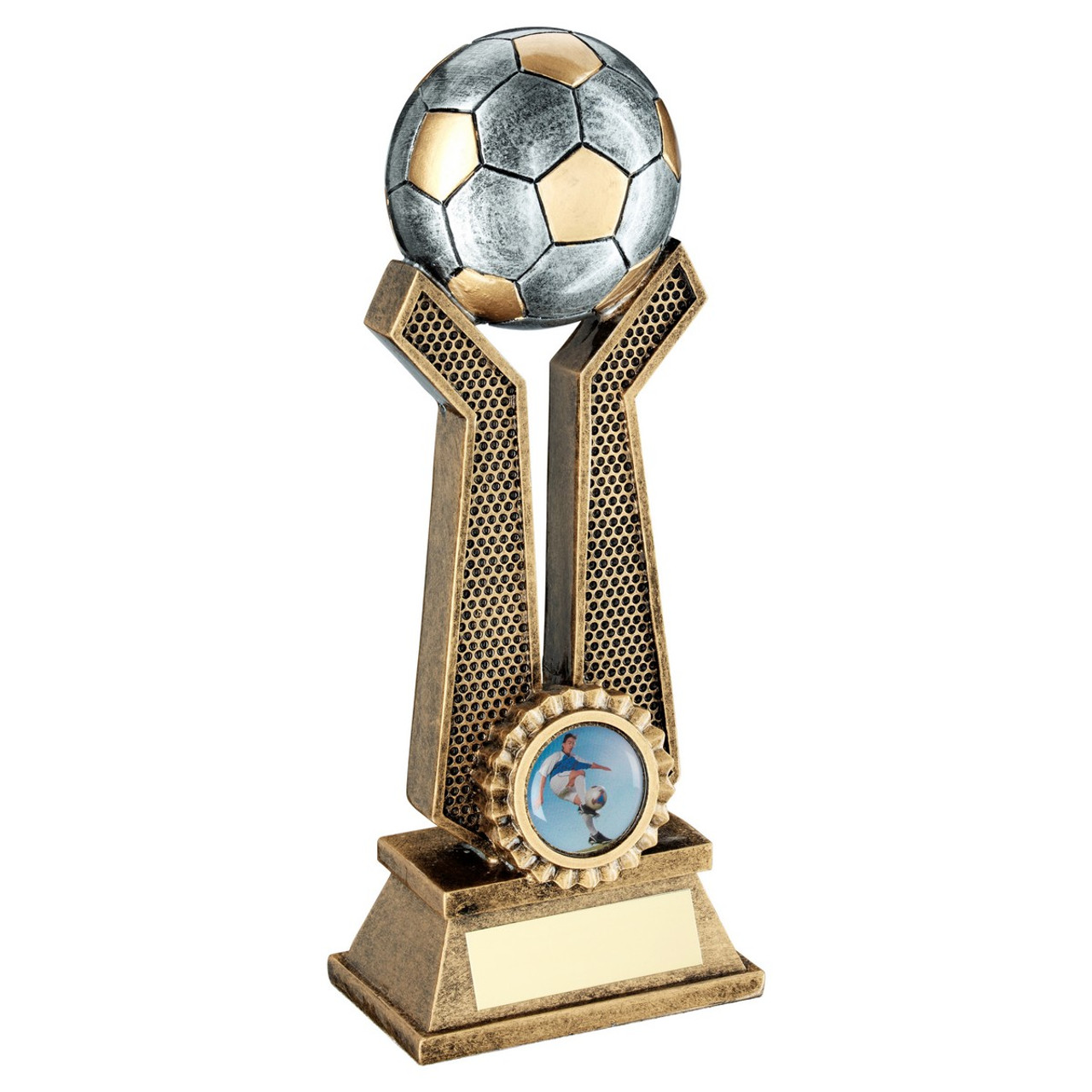 Football on Twin Prongs Bronze Gold Award with custom logo
