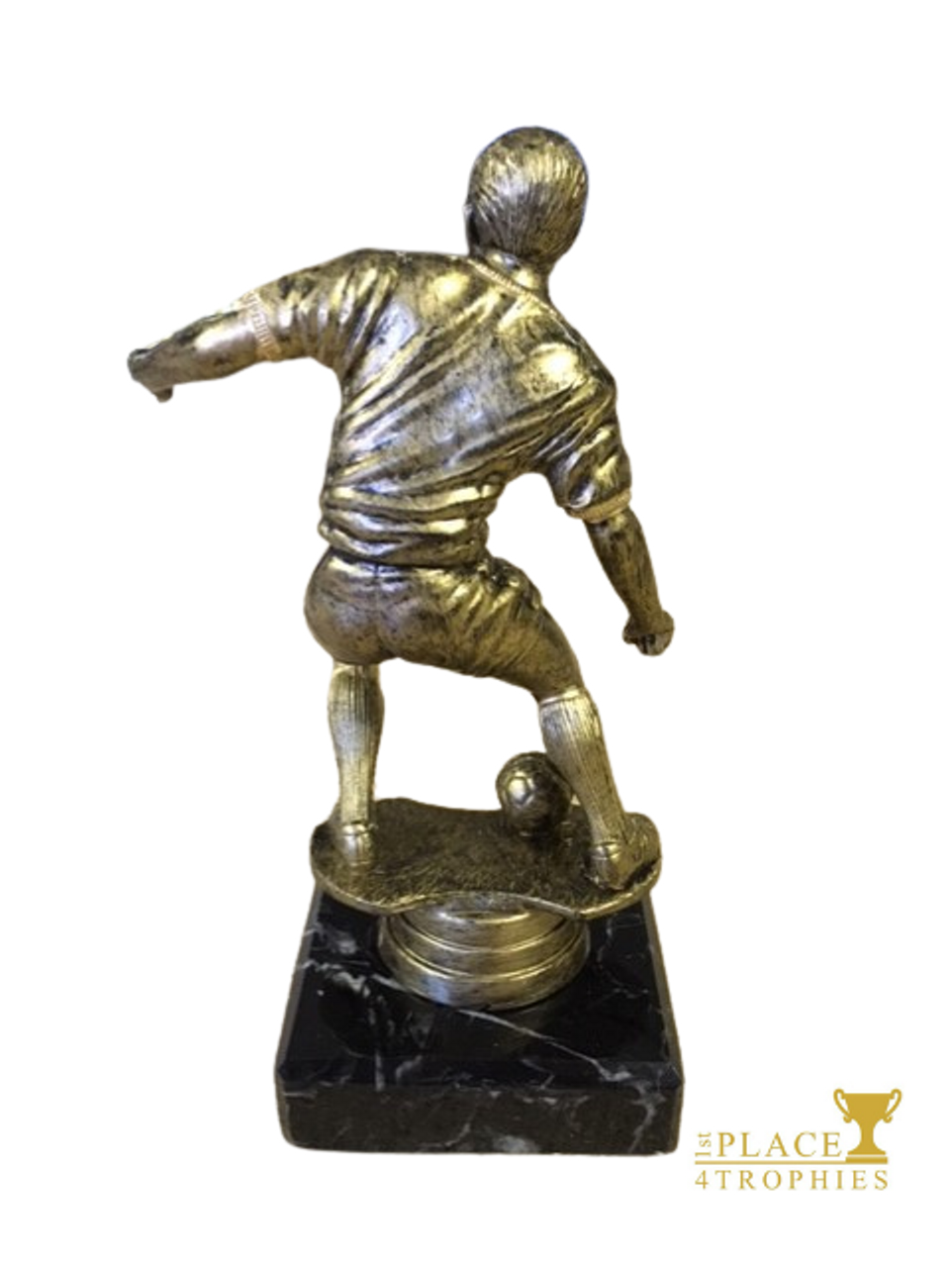 Mini Budget Gold Footballer Trophy Back View.