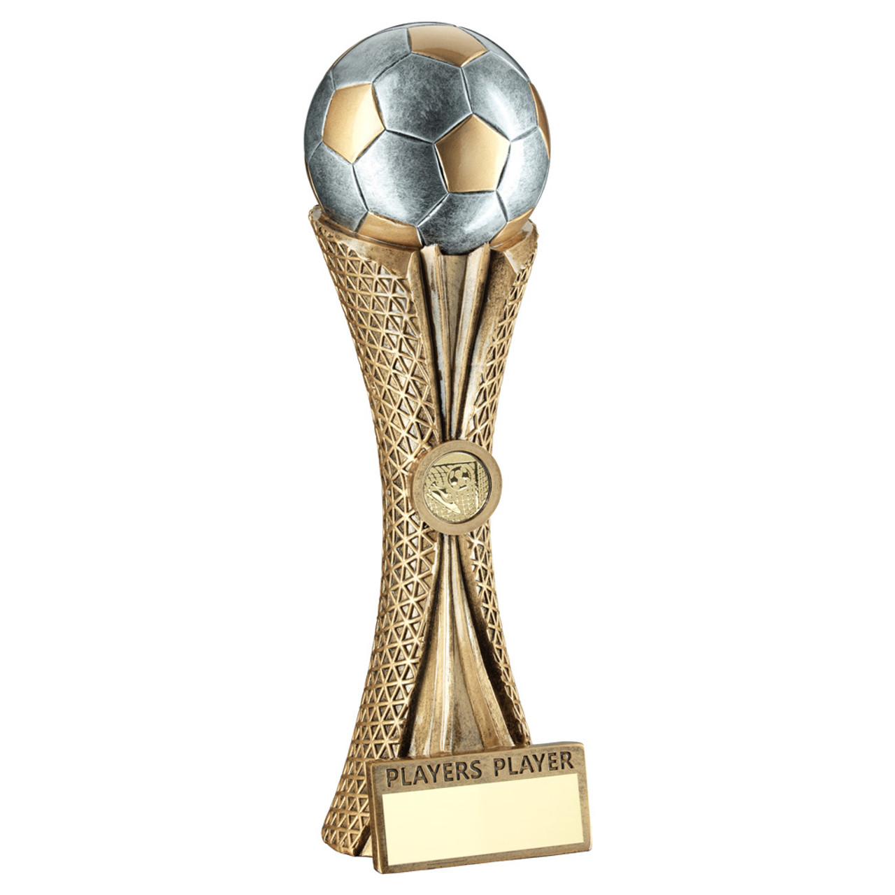 Players' Player Football Tri-Mesh Column 12 Inch Trophy With Custom Logo