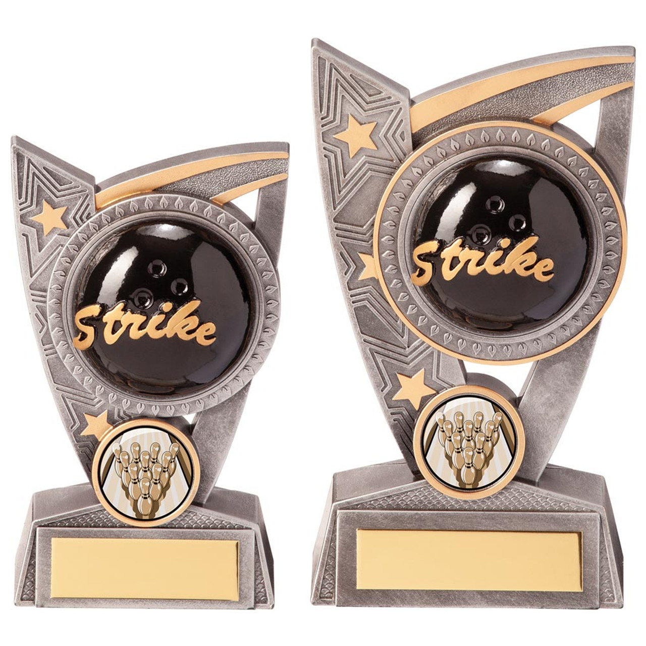 Ten Pin Bowling Club Silver & Gold Triumph Strike Award in 2 Sizes