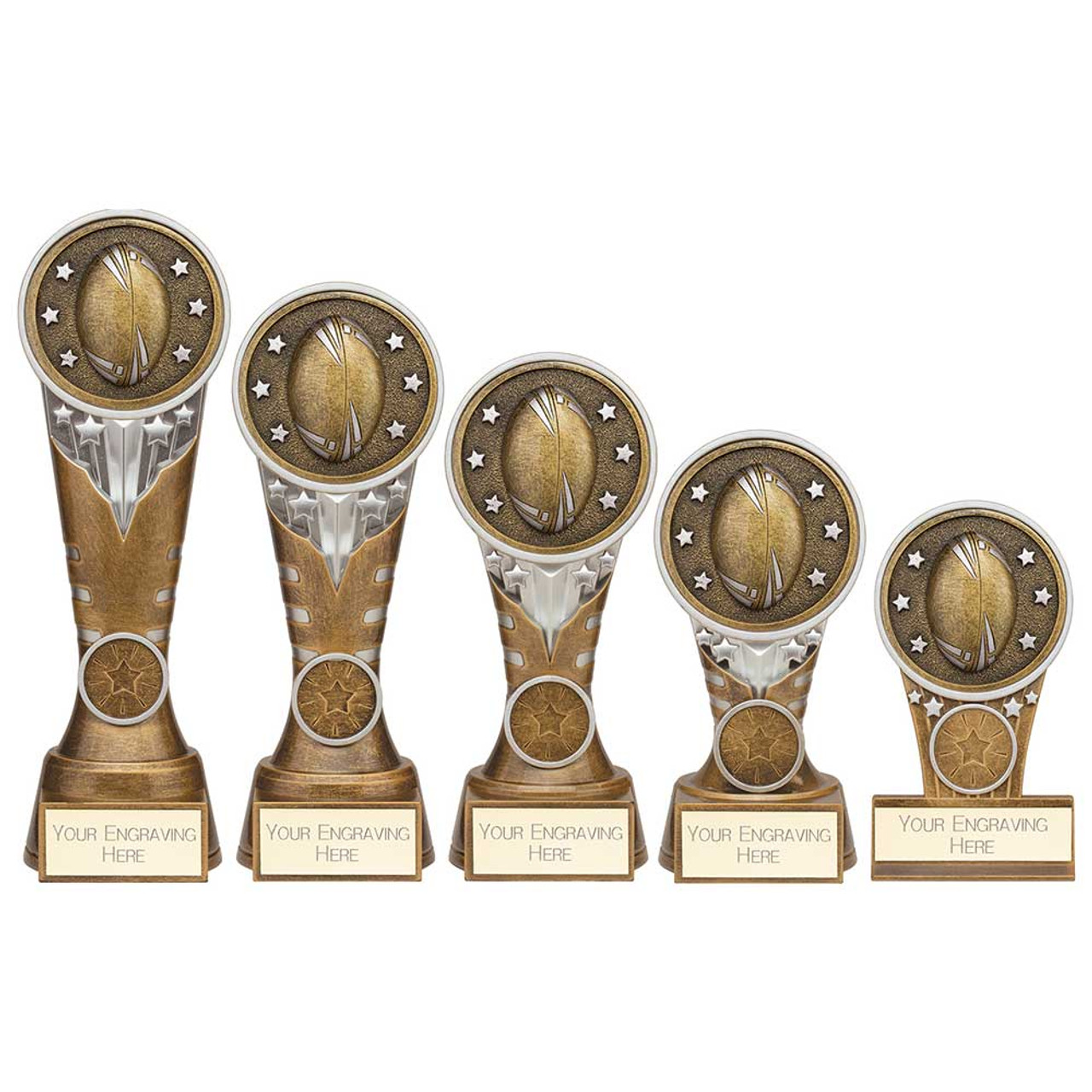 Ikon Rugby Award Gold & Silver Trophy Series in 5 Sizes