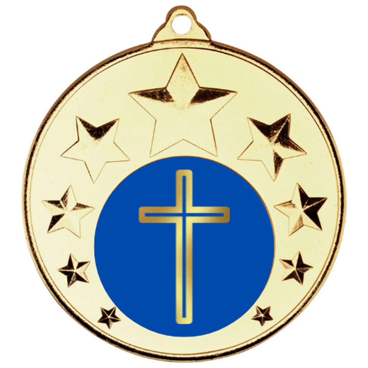Golden Easter Medal 50mm Jesus Christ Cross Church Award