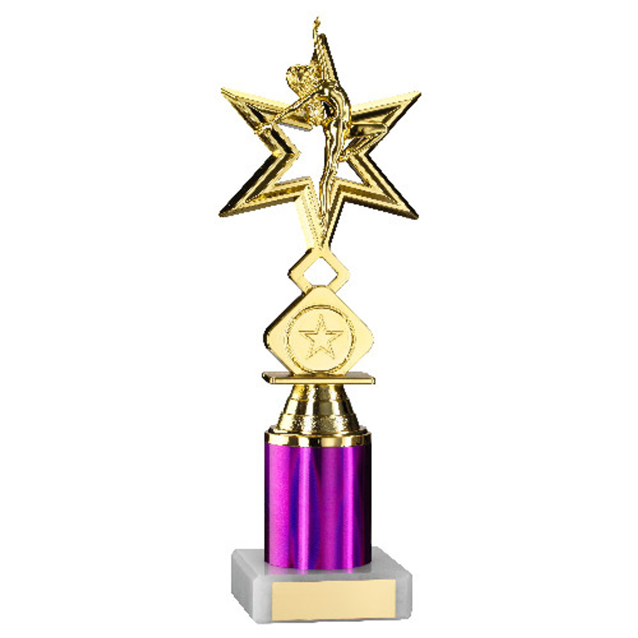Dancer Star Gold Figure Award on Marble Base 10" with Purple Tube