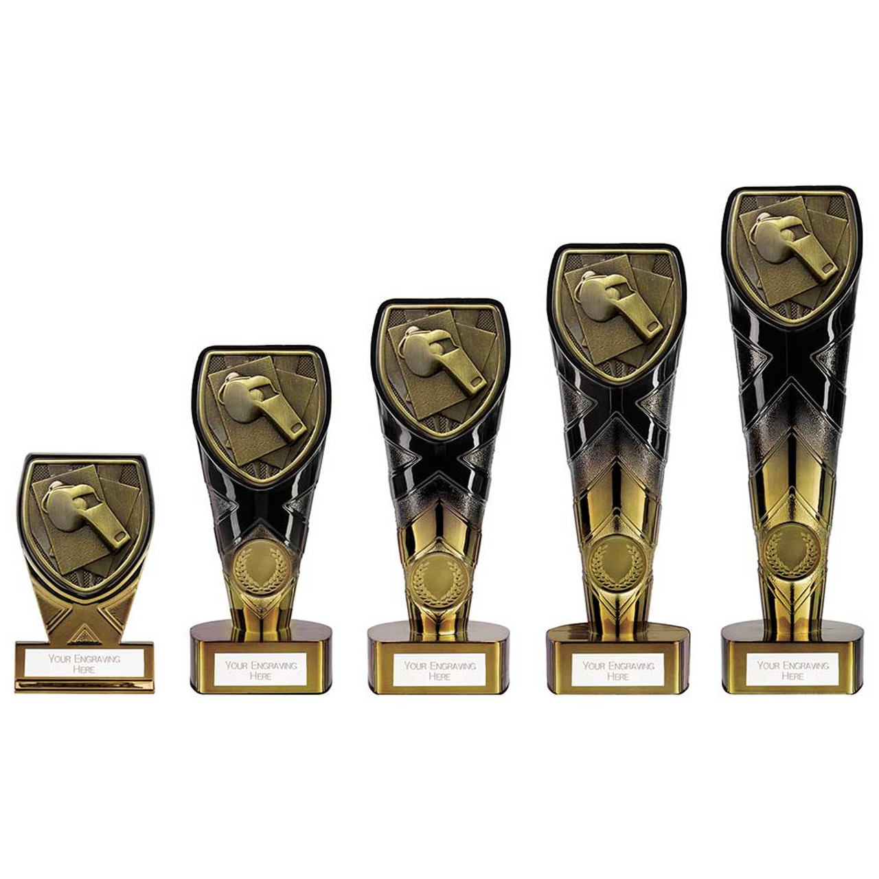 Football Referee Award Black & Gold Fusion Cobra in 5 Sizes