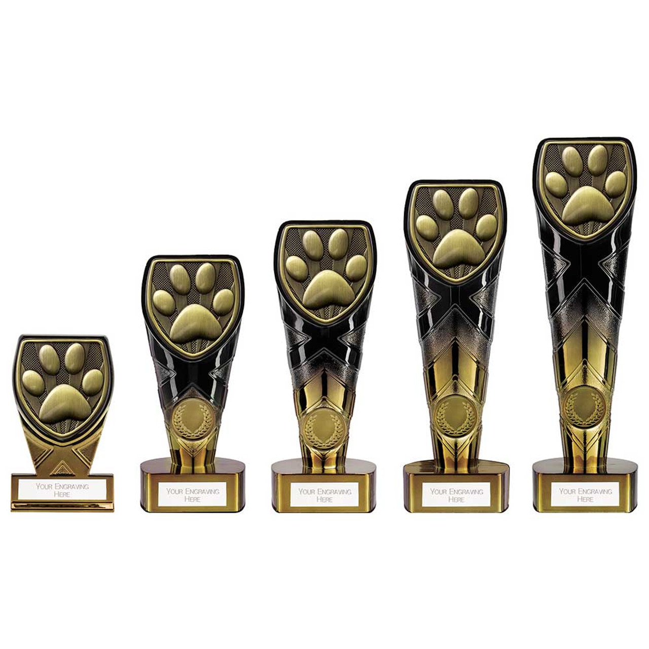 Dog Show Award Black & Gold Fusion Cobra Trophy in 5 Sizes