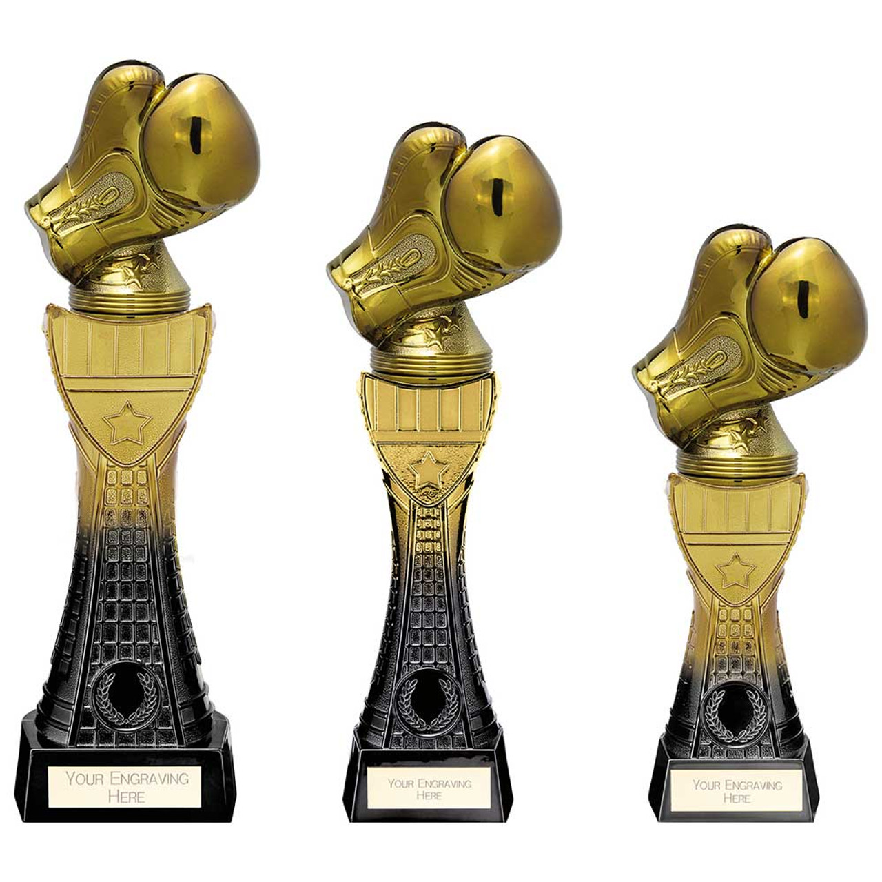 FUSION VIPER TOWER Golden Boxing Glove Trophy in 3 Sizes 