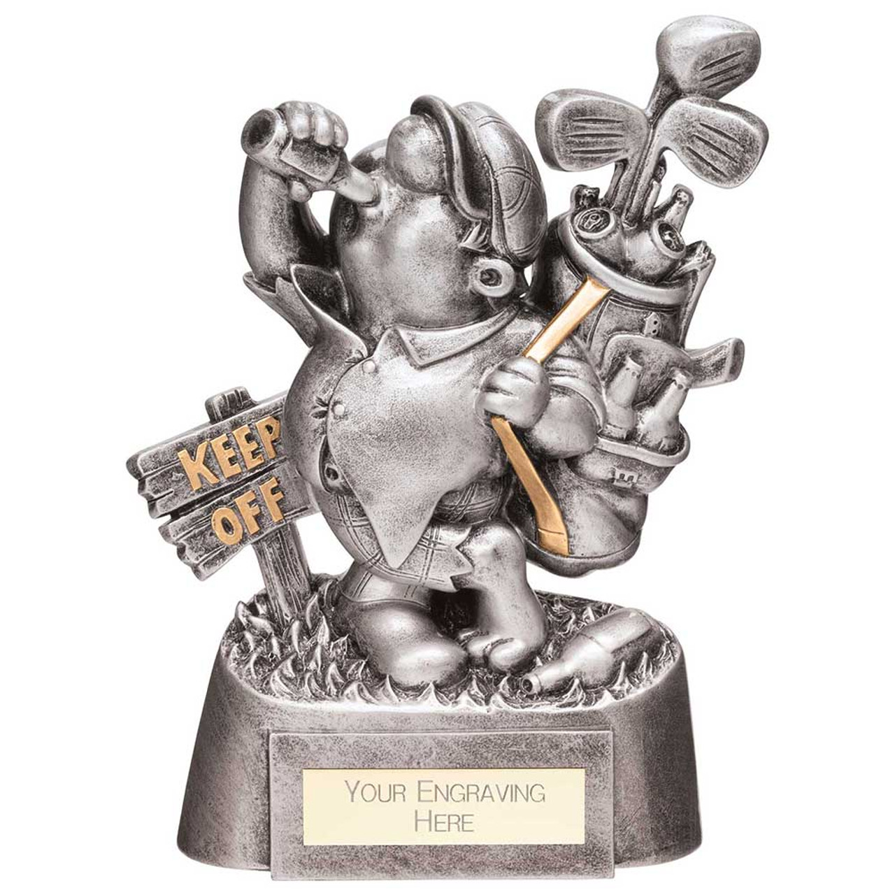 Goof Balls Golf Sozzled Award Silver Novelty Resin Trophy