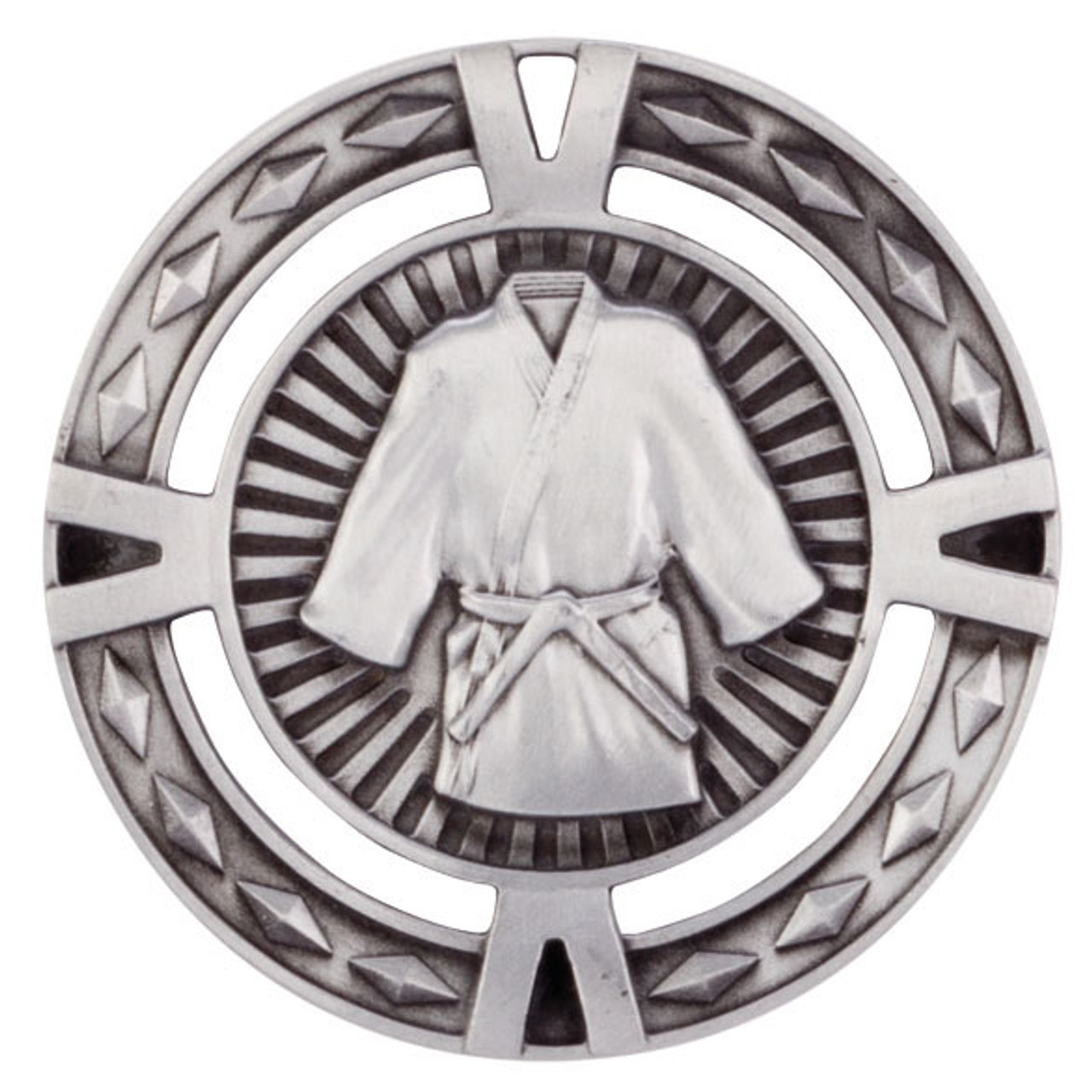 Silver Martial Arts Medal V-Tech 3D High Relief Zinc Alloy Award