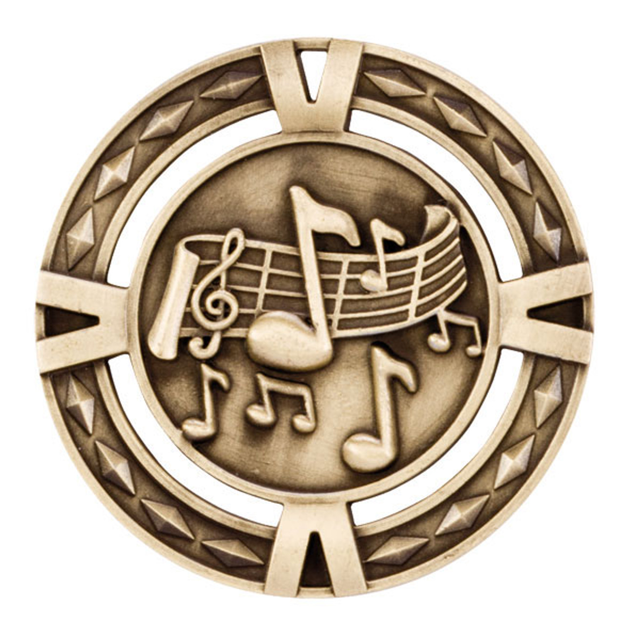 Gold Music Medal V-Tech 3D High Relief Zinc Alloy